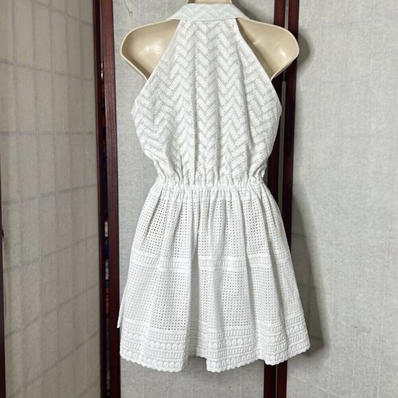 Ammara Women's Floral Embroidery Collared Halter Fit & Flare Mini Dress XS XS - Picture 2 of 9